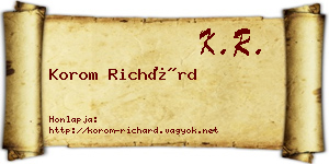 Korom Richárd névjegykártya