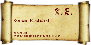 Korom Richárd névjegykártya