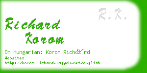 richard korom business card